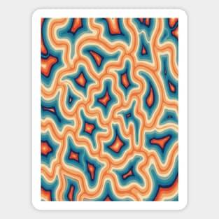 60s 70s Orange Blue and Turquoise Groovy Liquid Marble Swirls Magnet